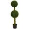 4ft. Potted Boxwood Double Ball Topiary Tree with Woven Trunk